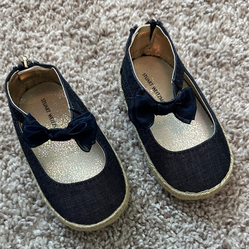 Stuart Weitzman Black Kids Dress Shoes with Bow